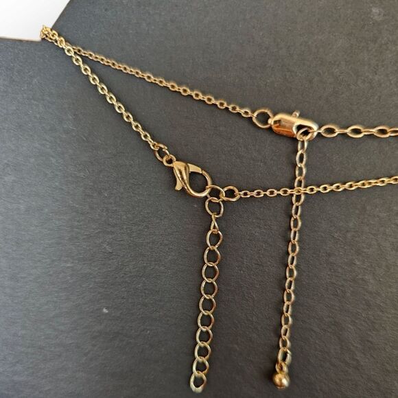 Aqua Blue Stone Bar Necklace and Floating Heart Necklace - Picture 3 of 8